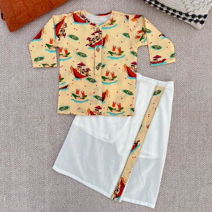 Mul Chanderi "Aaroo, Iro Iro Iro" kurta with Munddu