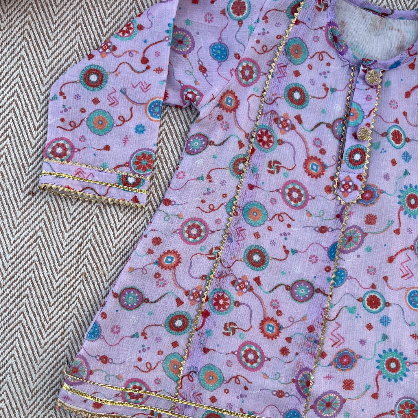 Kota Doriya Rakhi kurta set for Girls