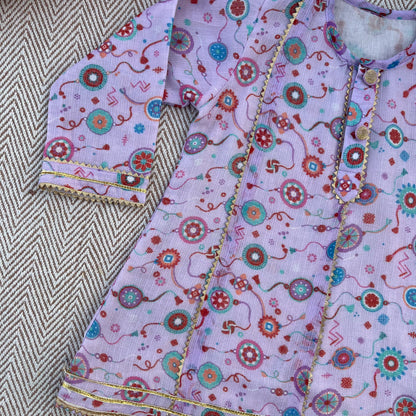 Kota Doriya Rakhi kurta set for Girls