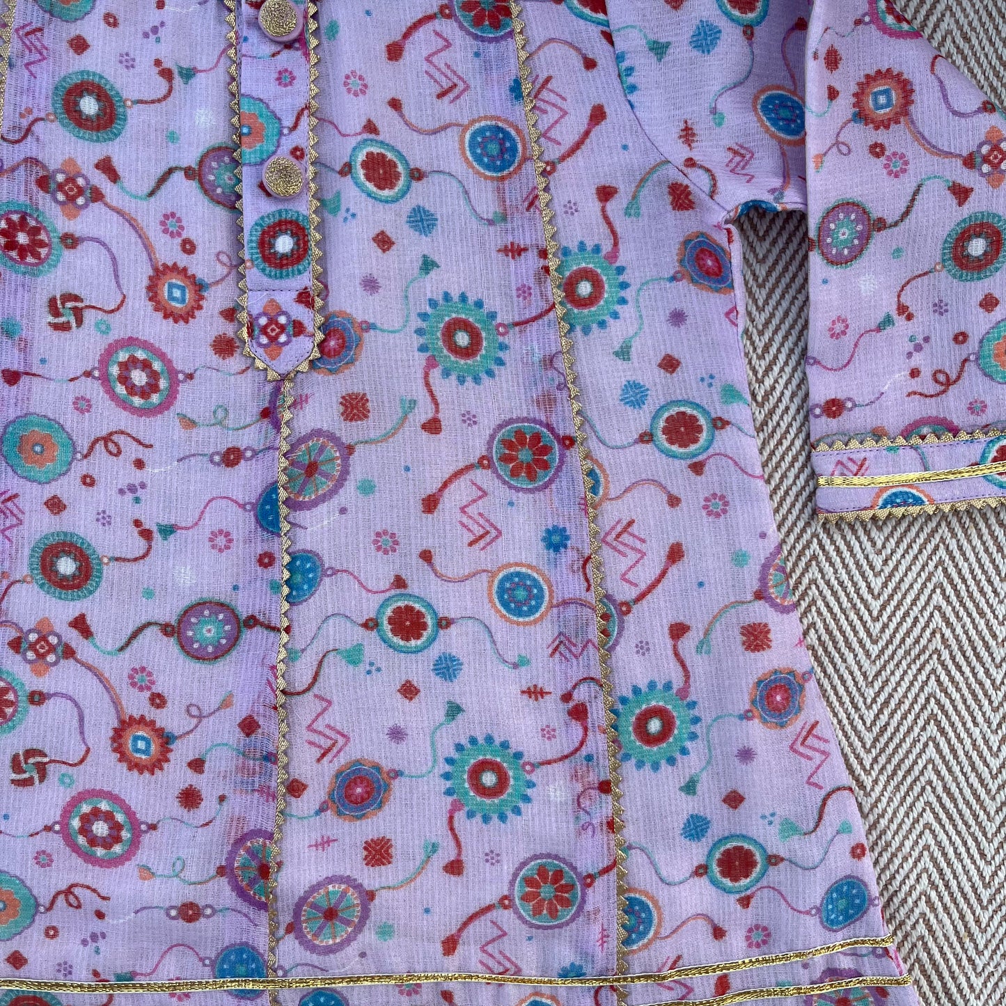 Kota Doriya Rakhi kurta set for Girls