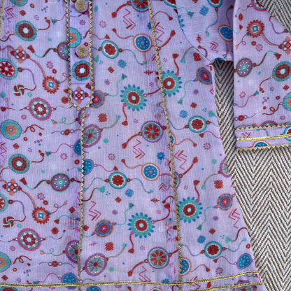 Kota Doriya Rakhi kurta set for Girls