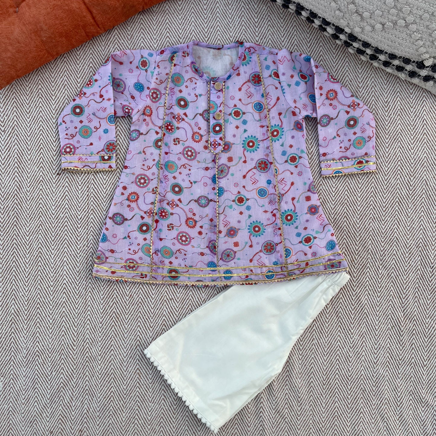 Kota Doriya Rakhi kurta set for Girls