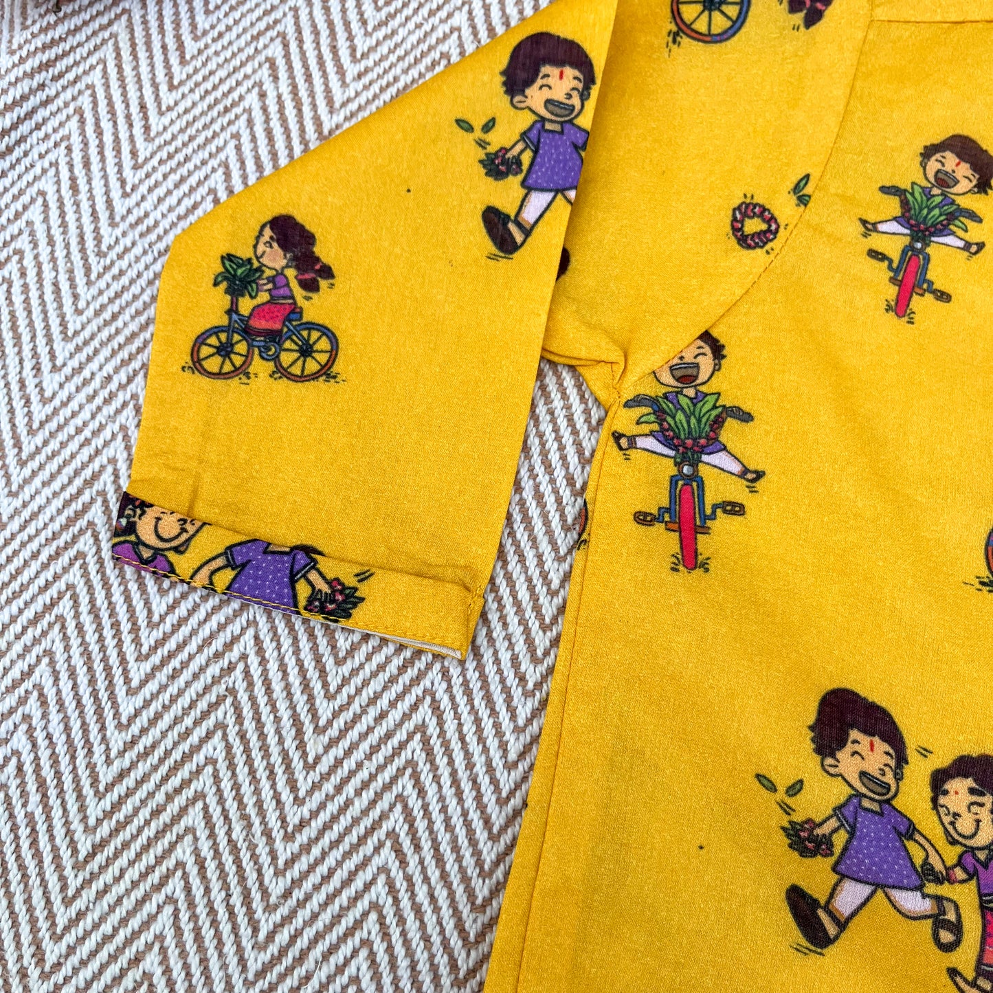 Organic Cotton Unisex 'Thank You, Dear Bicycle' Kurta Set