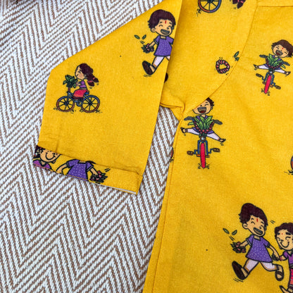 Organic Cotton Unisex 'Thank You, Dear Bicycle' Kurta Set