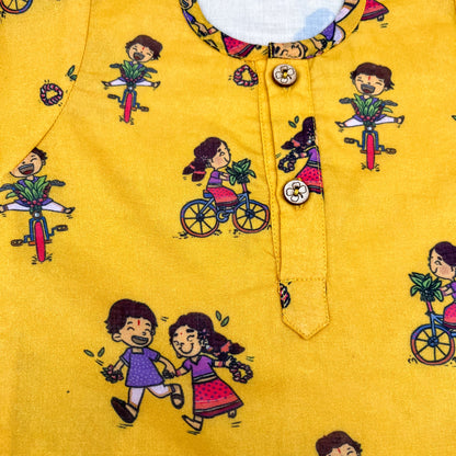 Organic Cotton Unisex 'Thank You, Dear Bicycle' Kurta Set