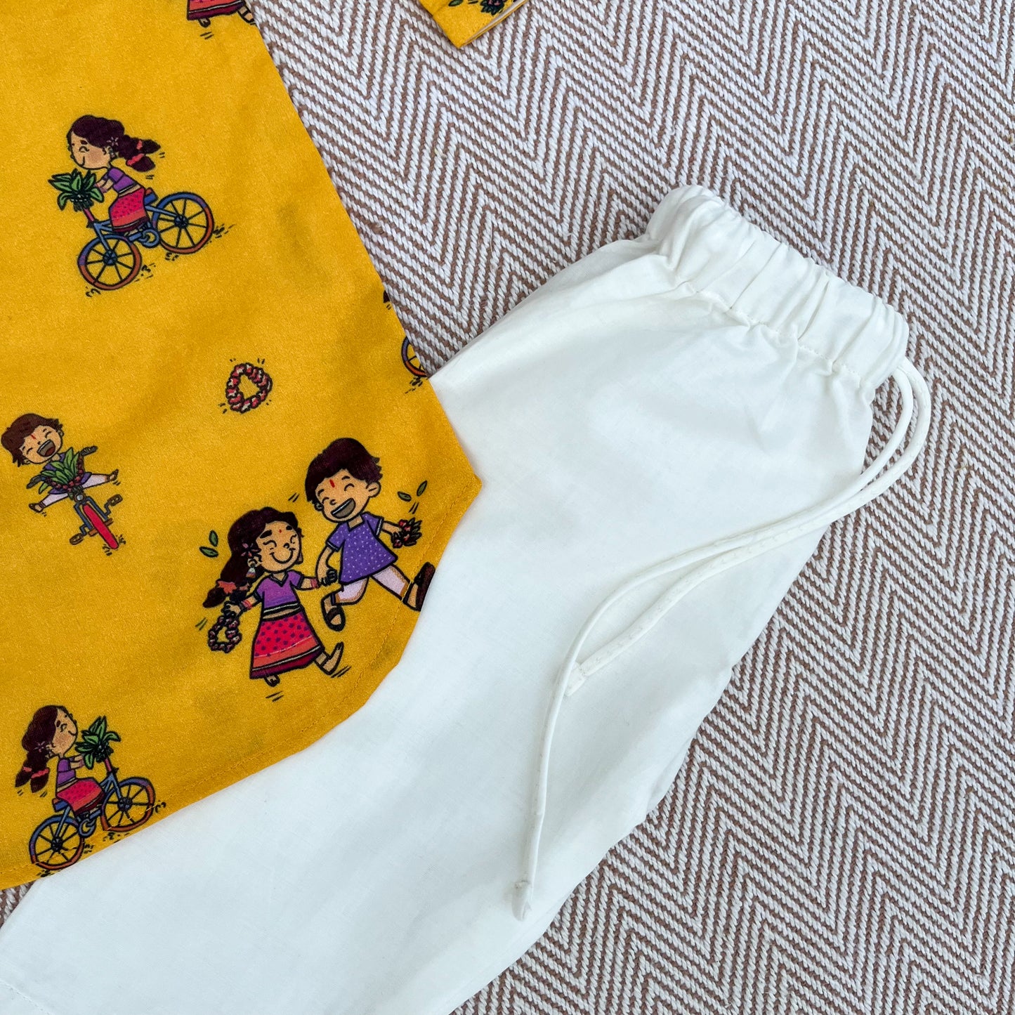 Organic Cotton Unisex 'Thank You, Dear Bicycle' Kurta Set