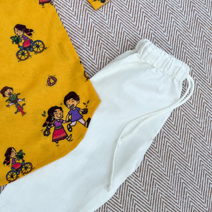 Organic Cotton Unisex 'Thank You, Dear Bicycle' Kurta Set