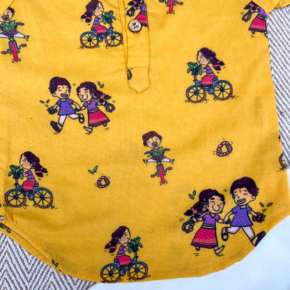 Organic Cotton Unisex 'Thank You, Dear Bicycle' Kurta Set