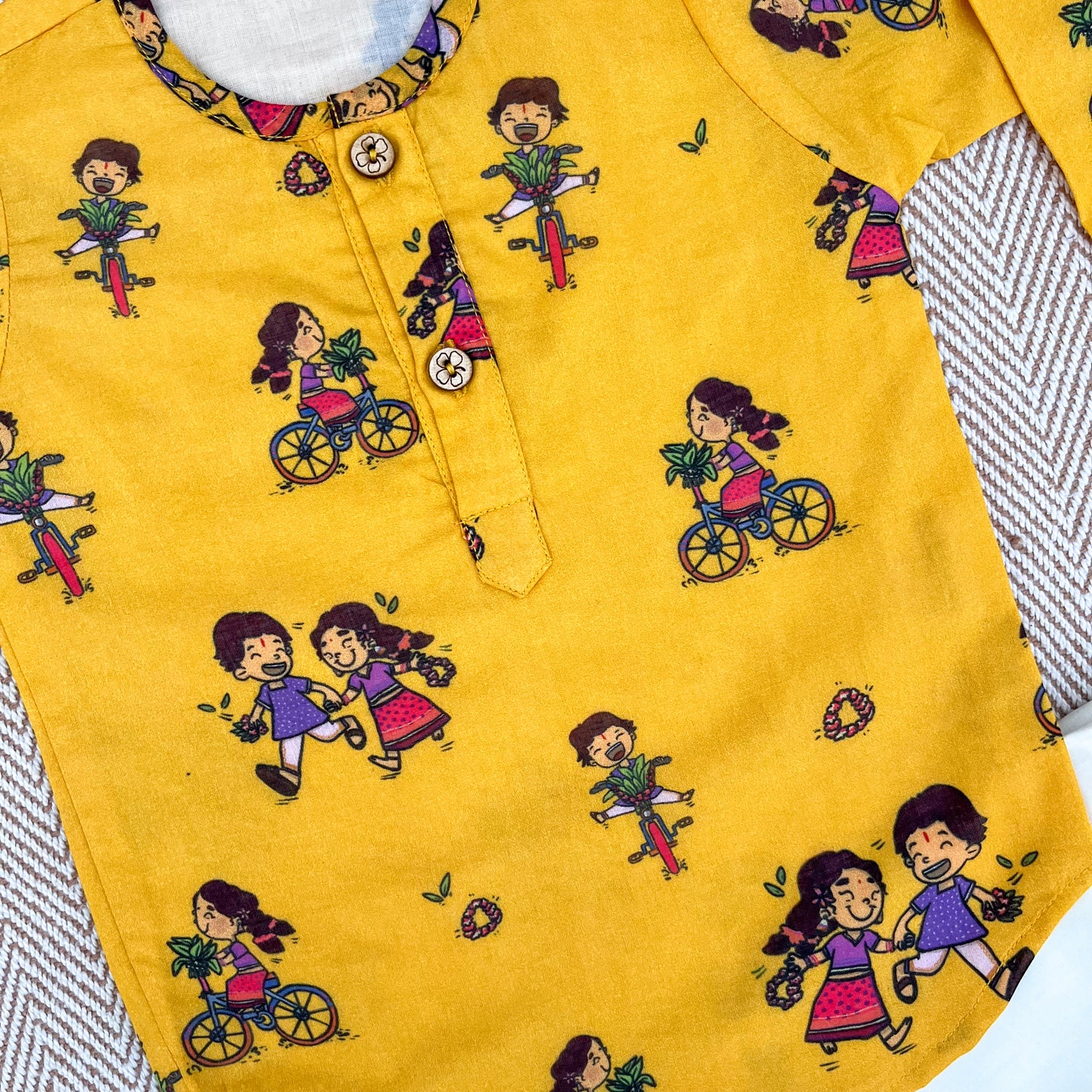 Organic Cotton Unisex 'Thank You, Dear Bicycle' Kurta Set