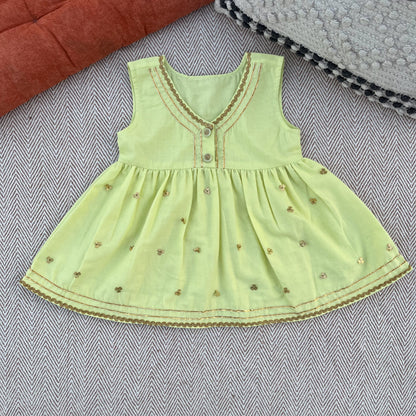 Organic Cotton 'Festive Golden' Kurta Set for Girls