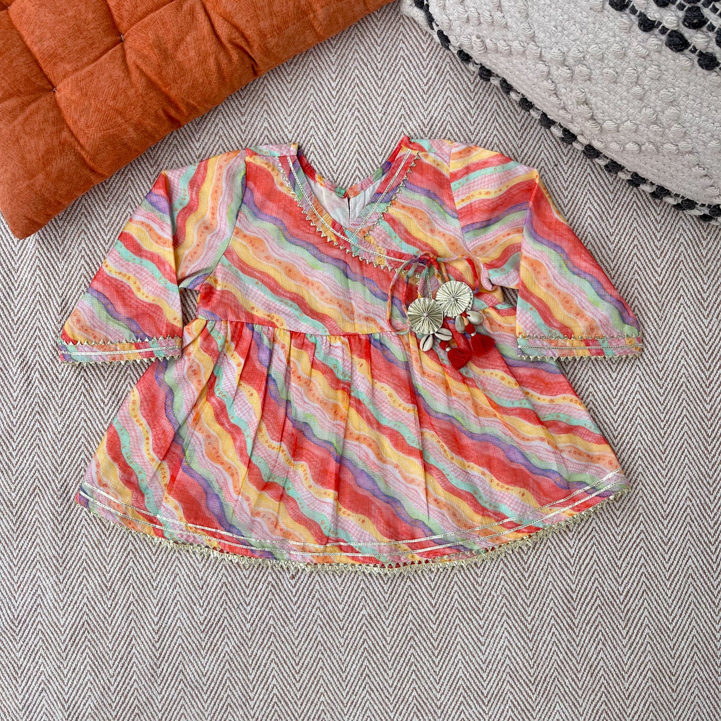 Kota Doriya Leheriya Print kurta set for Girls
