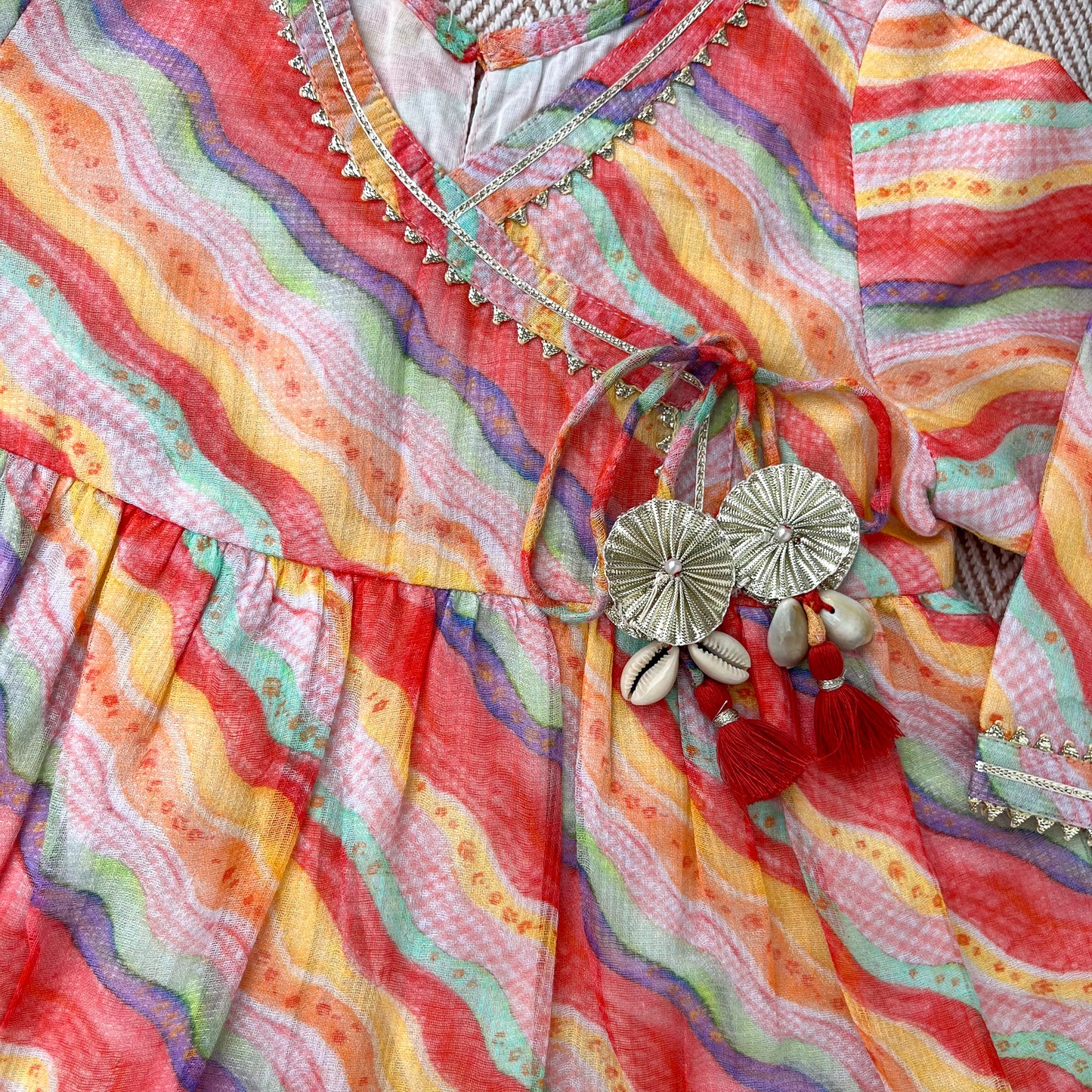 Kota Doriya Leheriya Print kurta set for Girls