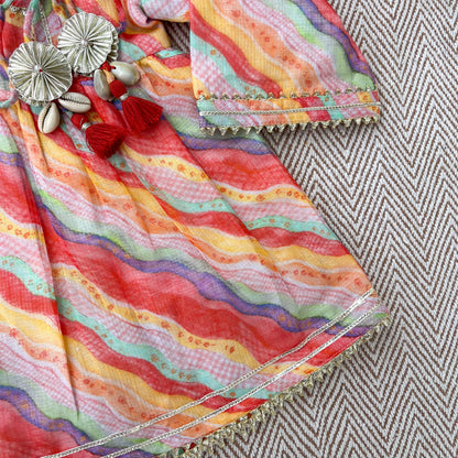 Kota Doriya Leheriya Print kurta set for Girls