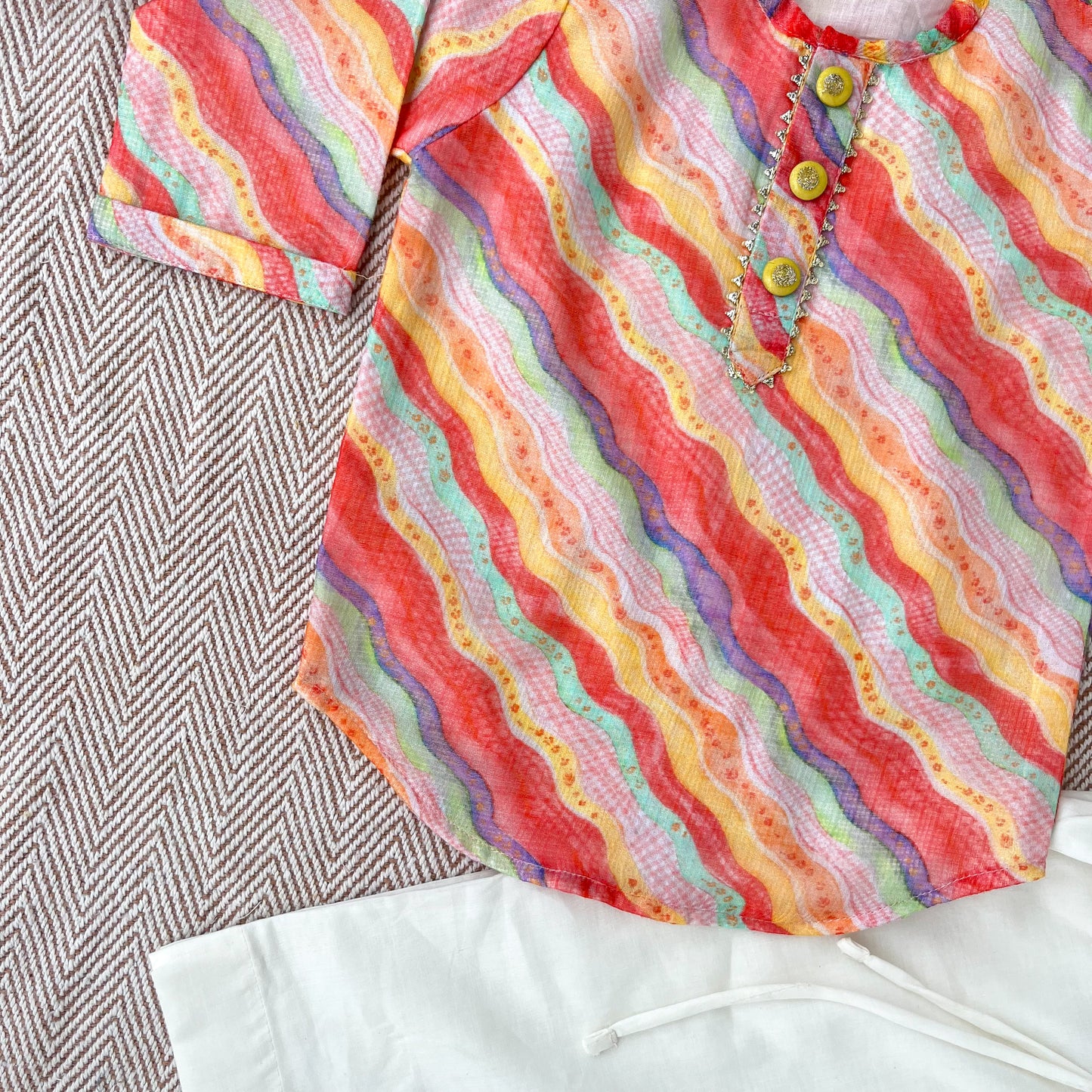 Kota Doriya Leheriya Print kurta set for Boys