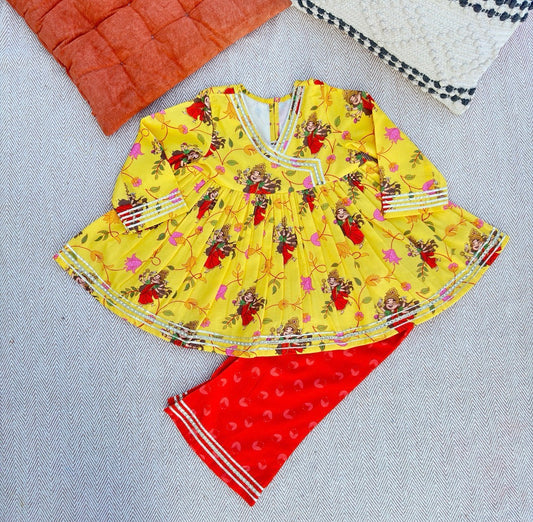 Organic Cotton 'Goddess Ambika' Kurta Set for Girls