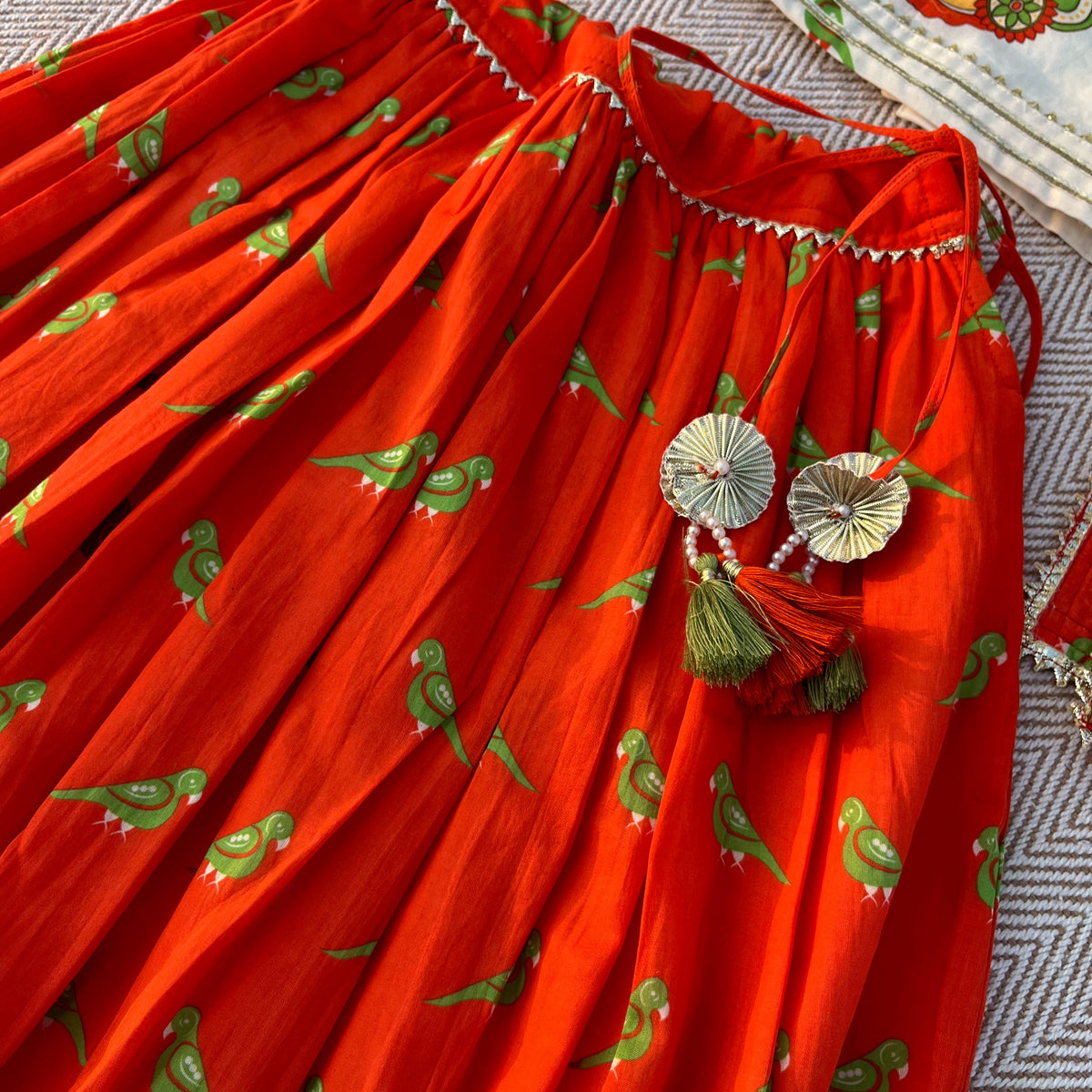Organic Cotton 'Goddess Ambika' Lehenga Choli with Dupatta