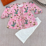 Chanderi Pichwai Print Kurta Set for Girls