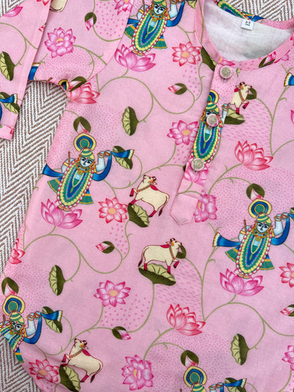 Chanderi Unisex Pichwai Print Kurta