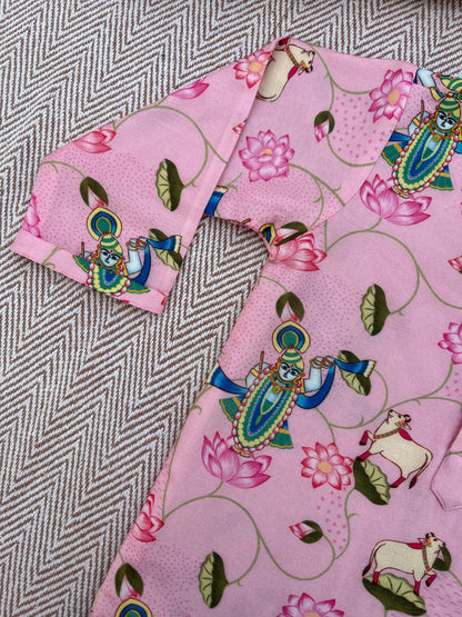 Chanderi Unisex Pichwai Print Kurta