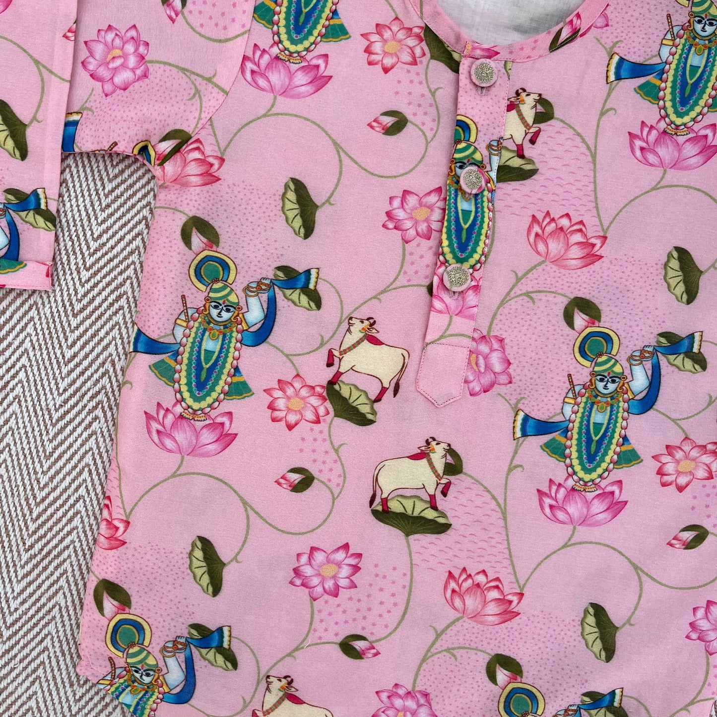 Chanderi Unisex Pichwai Print Kurta