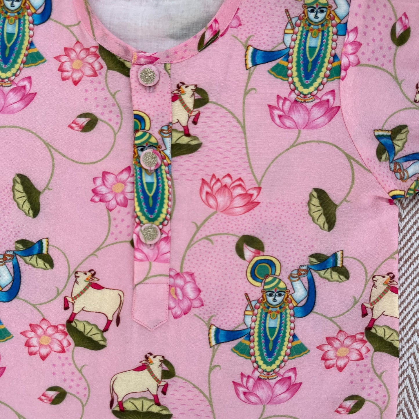 Chanderi Unisex Pichwai Print Kurta