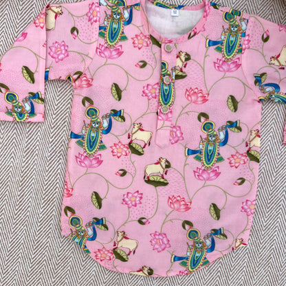 Chanderi Unisex Pichwai Print Kurta