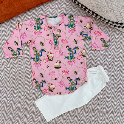 Chanderi Unisex Pichwai Print Kurta Set