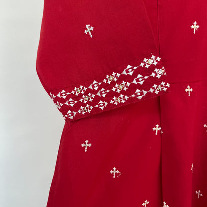 'Aanchal' Red Embroidered Dress- Maternity and Nursing Essentials