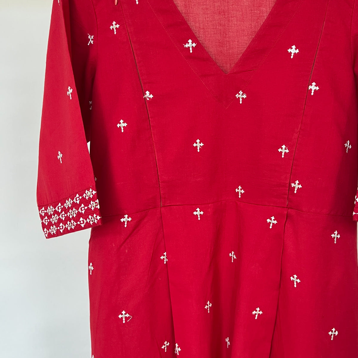 'Aanchal' Red Embroidered Dress- Maternity and Nursing Essentials
