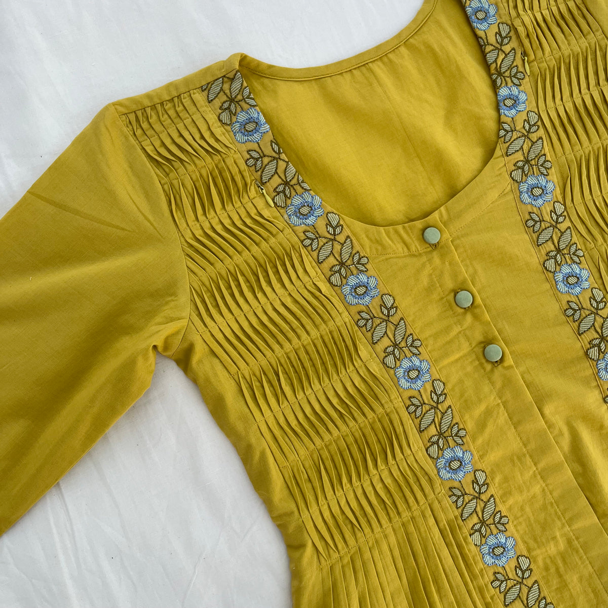 'Aanchal' Yellow Embroidered Dress- Maternity and Nursing Essentials