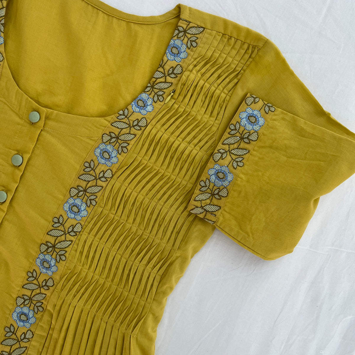 'Aanchal' Yellow Embroidered Dress- Maternity and Nursing Essentials