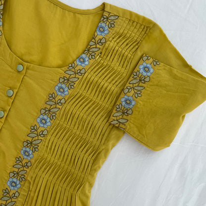 'Aanchal' Yellow Embroidered Dress- Maternity and Nursing Essentials