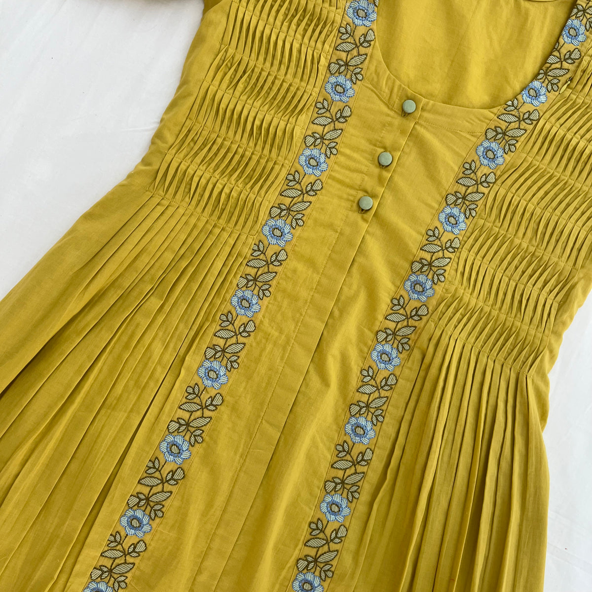 'Aanchal' Yellow Embroidered Dress- Maternity and Nursing Essentials