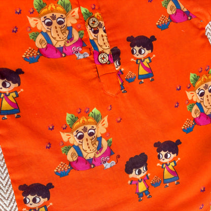 Organic Cotton Unisex 'My Friend Ganesha' Kurta Set