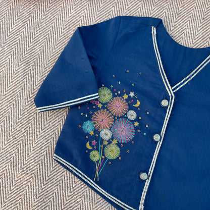 Organic Cotton Voile 'Little Patakha' Embroidered Lehenga Choli with Dupatta