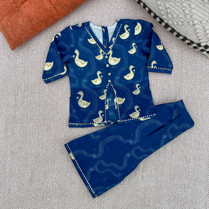 Chanderi 'Little Duckling' Kurta Set for Girls