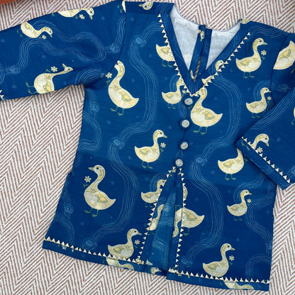 Chanderi 'Little Duckling' Kurta Set for Girls