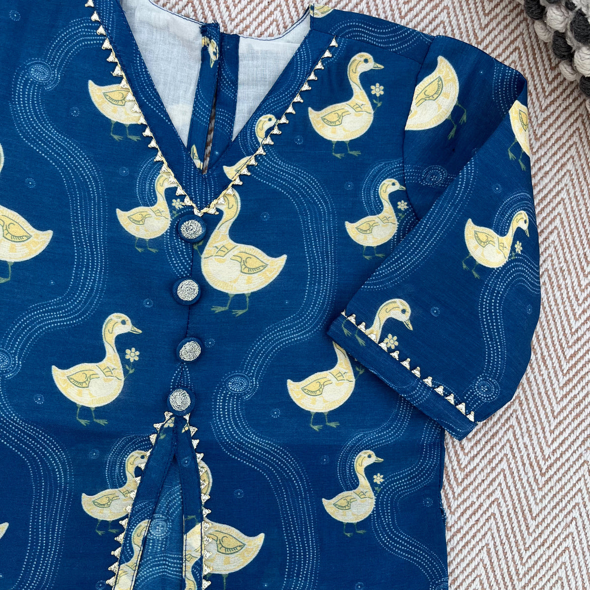 Chanderi 'Little Duckling' Kurta Set for Girls