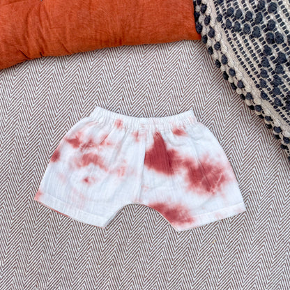 Rust Tie-Dye Muslin Shorts