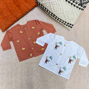 Organic Cotton Full Sleeves Jhabla of two - Monkey and Hen