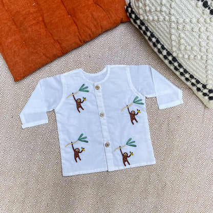 Organic Cotton Full Sleeves Jhabla Set- Monkey