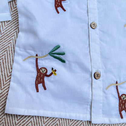 Organic Cotton Full Sleeves Jhabla- Monkey