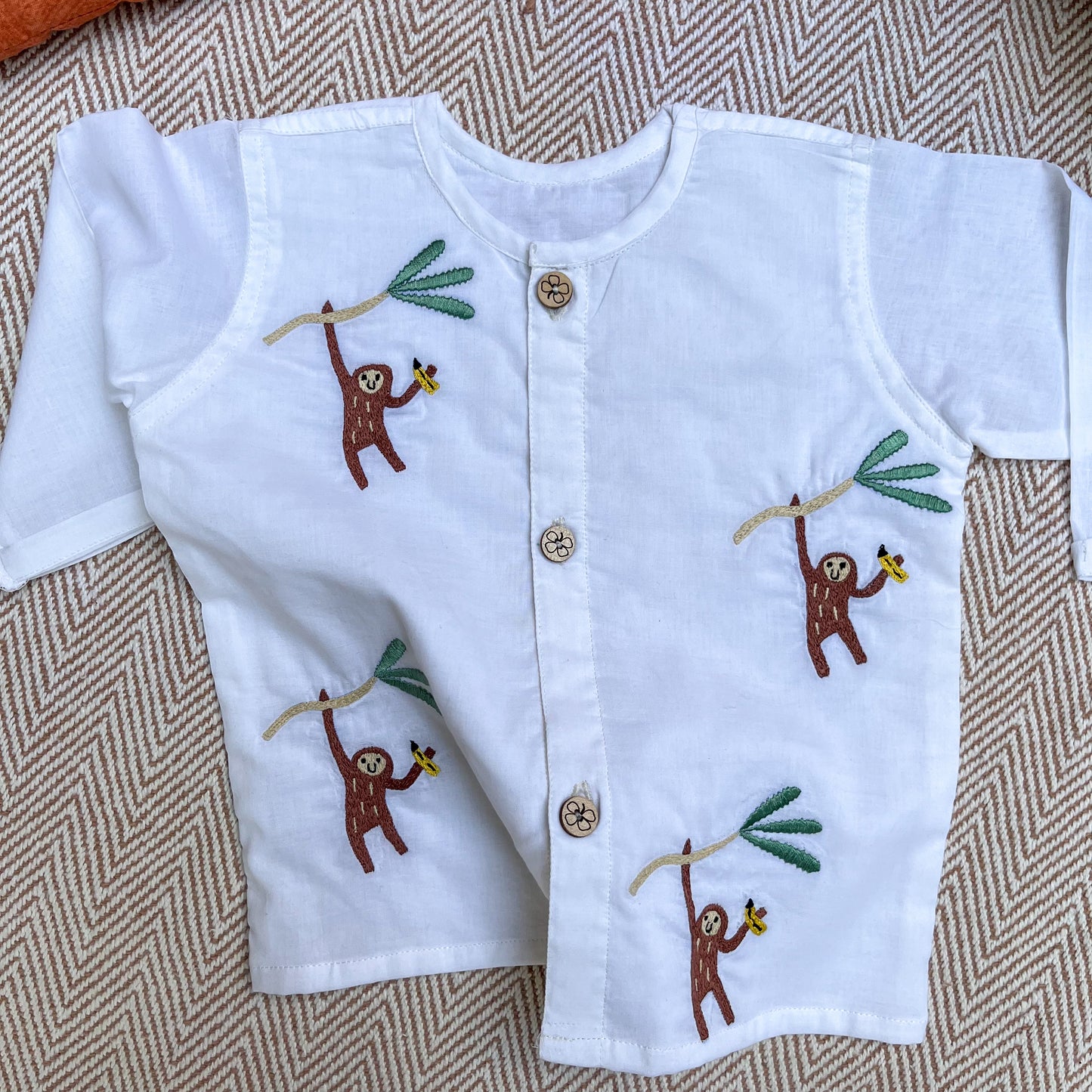 Organic Cotton Full Sleeves Jhabla- Monkey