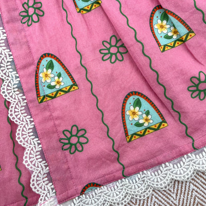 'Nani Ghar ka Champa'- Organic Cotton Pink Floral Frock