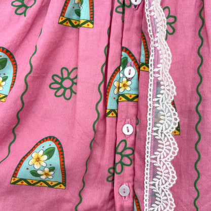 'Nani Ghar ka Champa'- Organic Cotton Pink Floral Frock