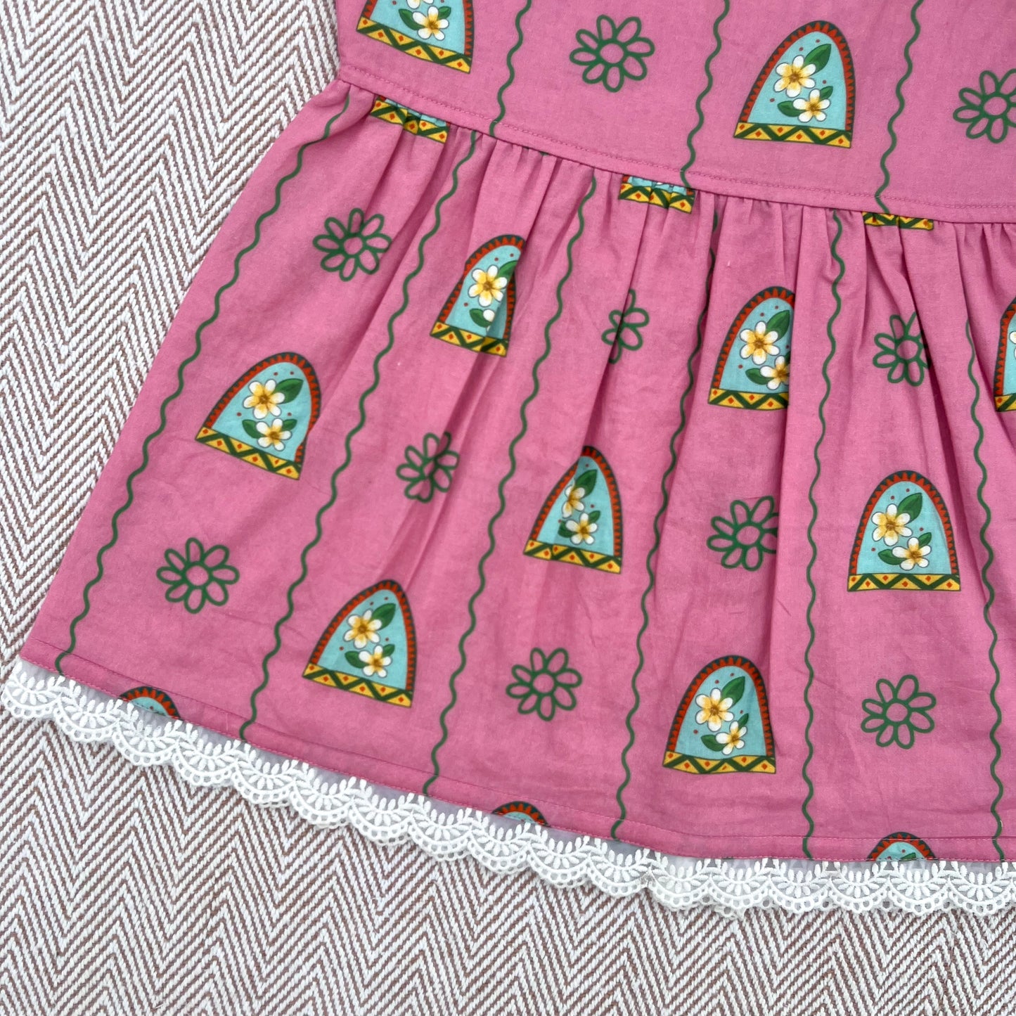 'Nani Ghar ka Champa'- Organic Cotton Pink Floral Frock