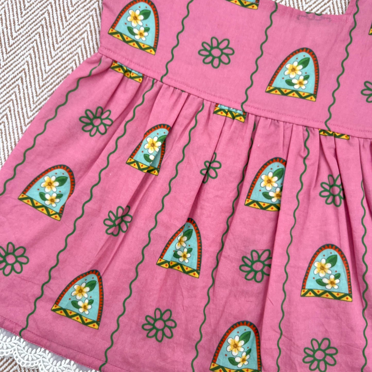 'Nani Ghar ka Champa'- Organic Cotton Pink Floral Frock