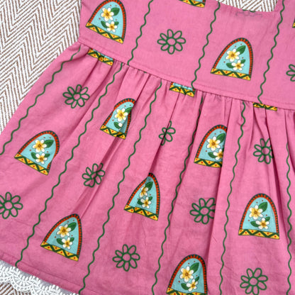 'Nani Ghar ka Champa'- Organic Cotton Pink Floral Frock