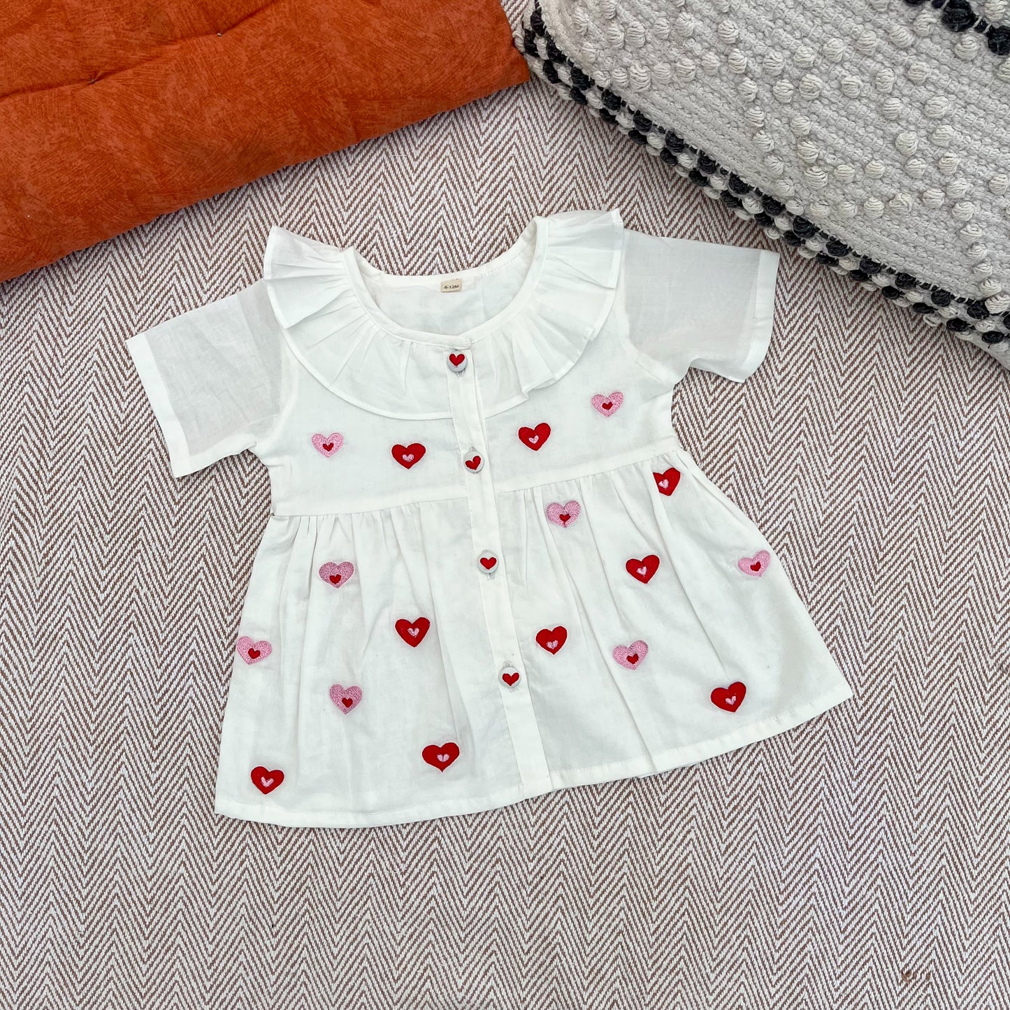 Organic Cotton Little Hearts Embroidered Frock