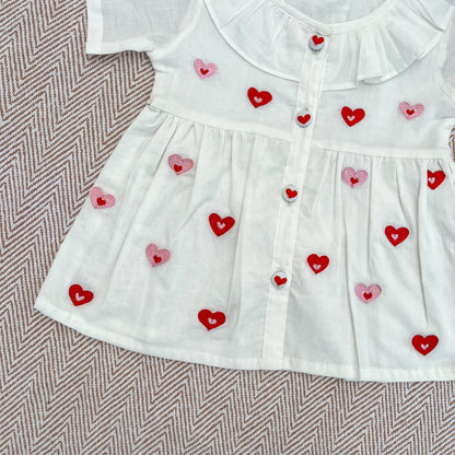 Organic Cotton Little Hearts Embroidered Frock